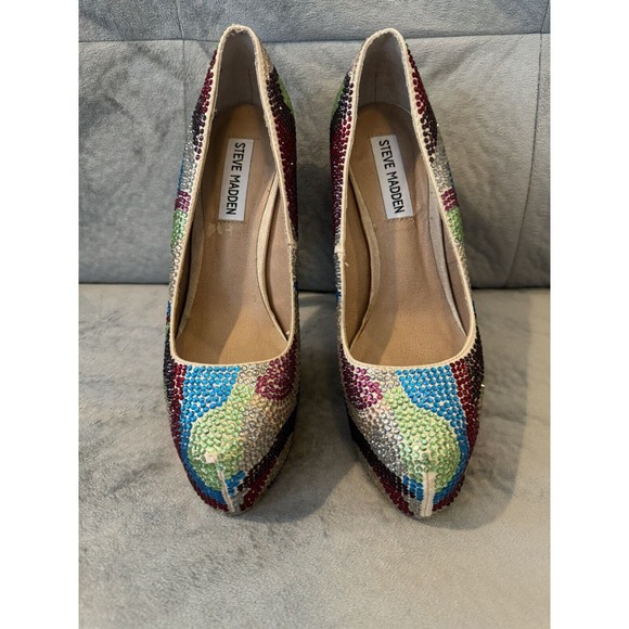 Steve Madden Women's Dyvinal Multi-Colored Rhinestone Platform Heels Size: 7 - Picture 1 of 4
